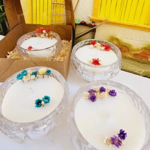 Kit 4 Velas Aromáticas/Perfumadas em Mini Bowl De Cristal